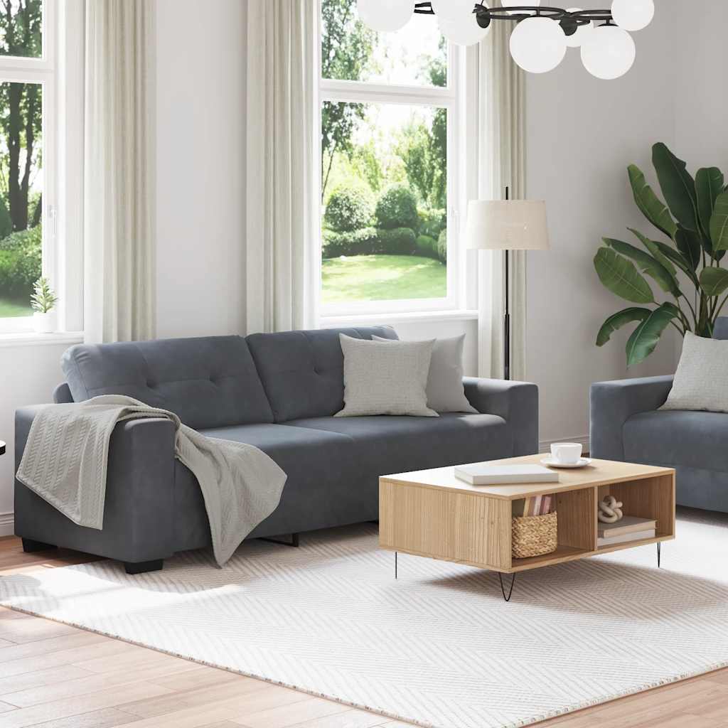 Ensemble canapé 2 pcs avec coussins velours gris foncé - XIOS