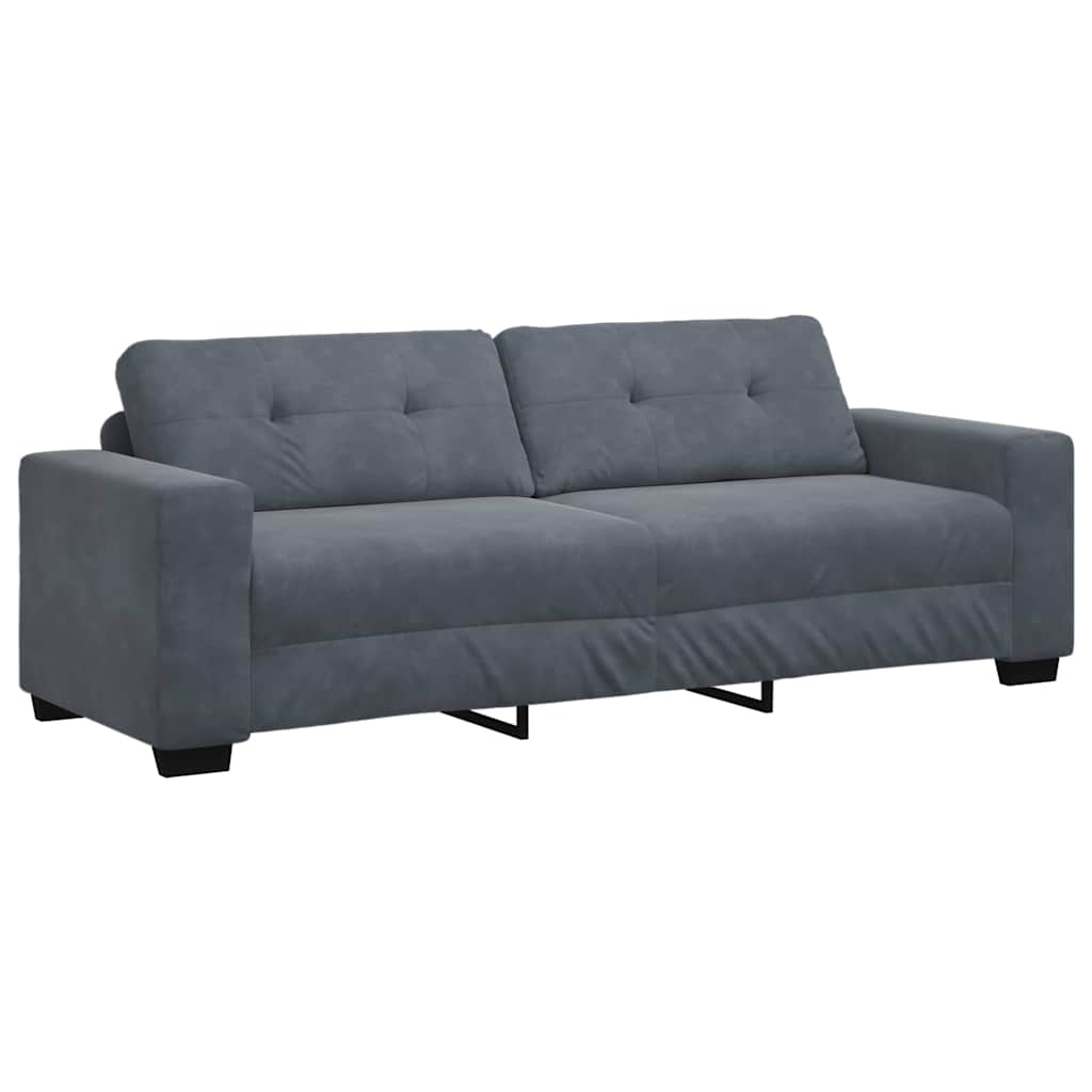Ensemble canapé 2 pcs avec coussins velours gris foncé - XIOS