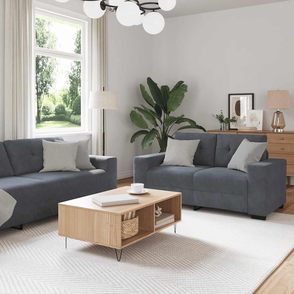 Ensemble canapé 2 pcs avec coussins velours gris foncé - XIOS
