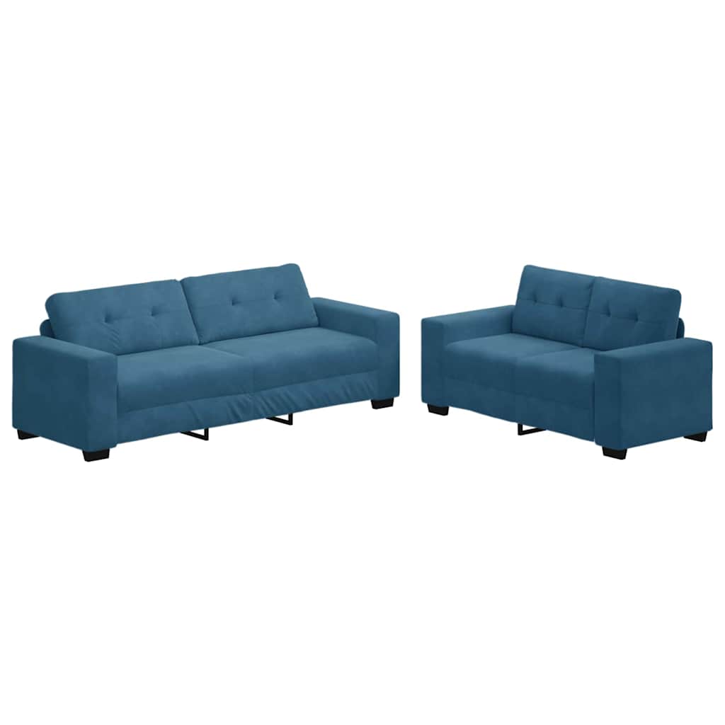| Ensemble de Canapés | 2 pcs Bleu 221 x 78 x 80 cm Velours - XIOS
