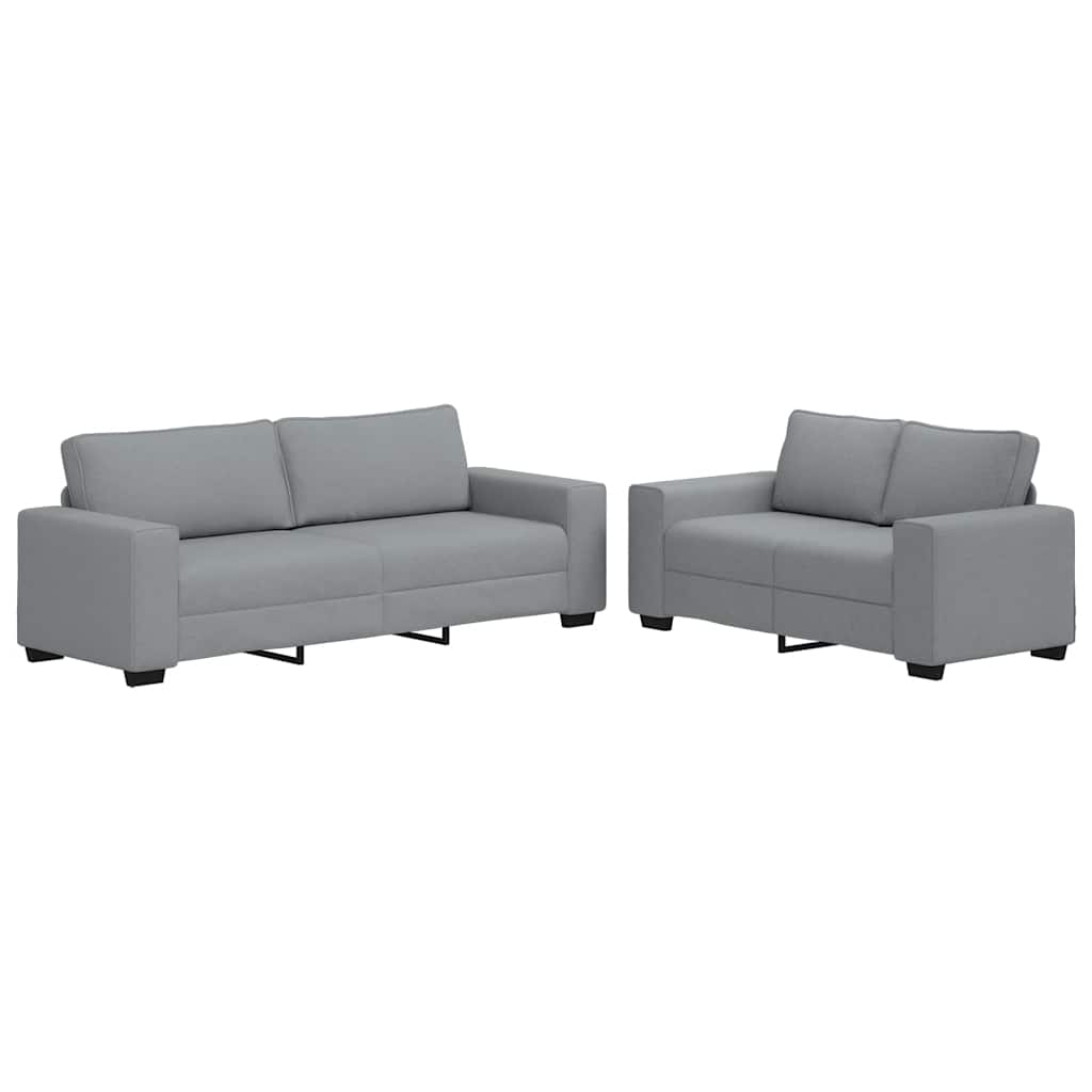 Ensemble de canapé 2 pcs avec coussins en tissu gris clair