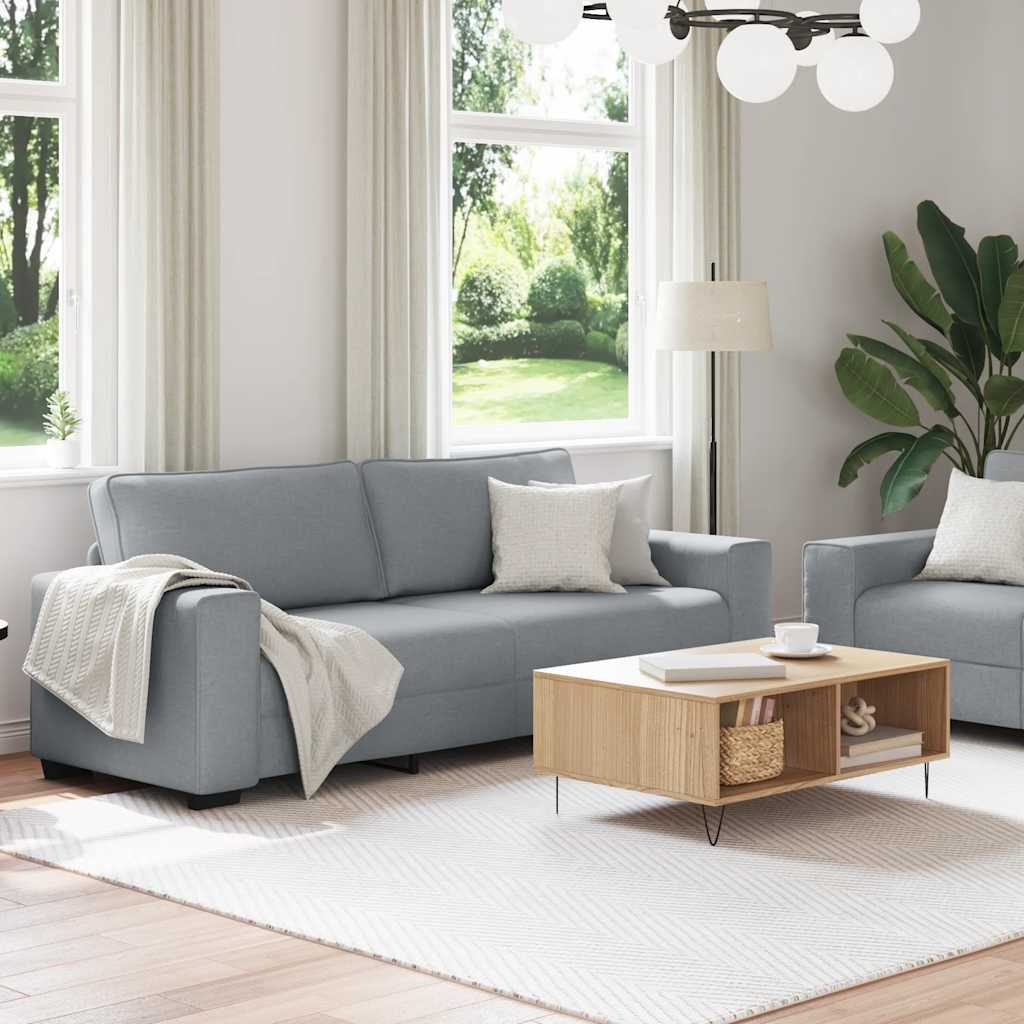 Ensemble de canapé 2 pcs avec coussins en tissu gris clair