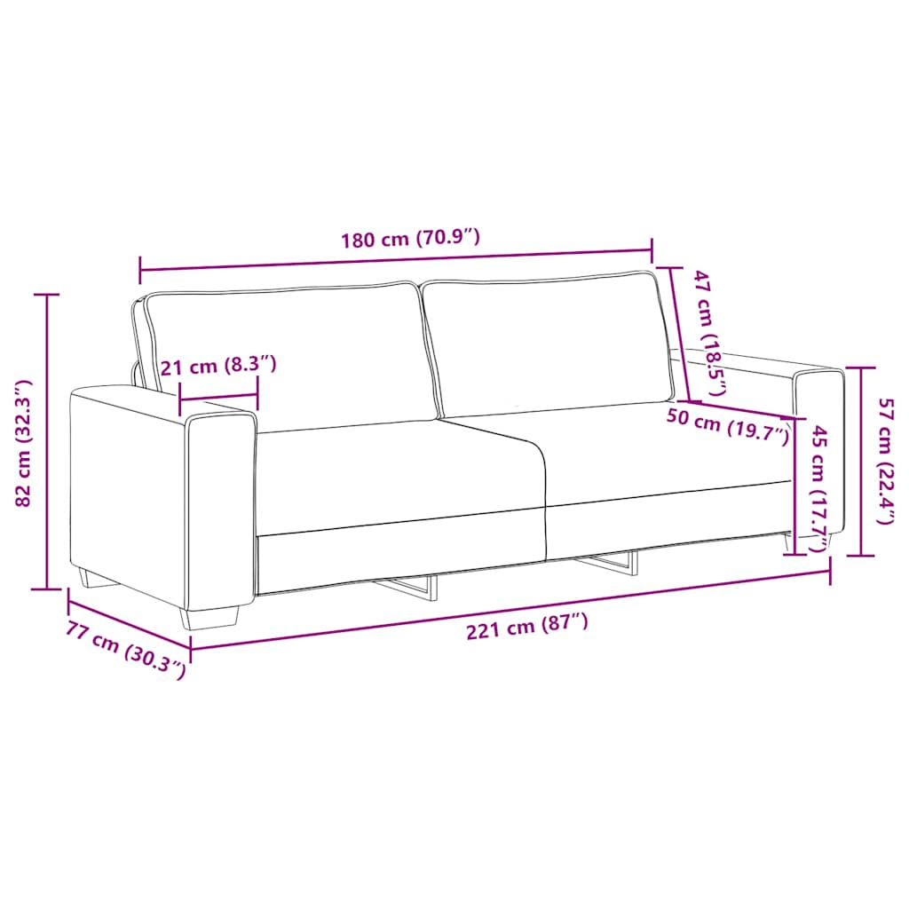 Ensemble de canapé 2 pcs avec coussins en tissu gris clair