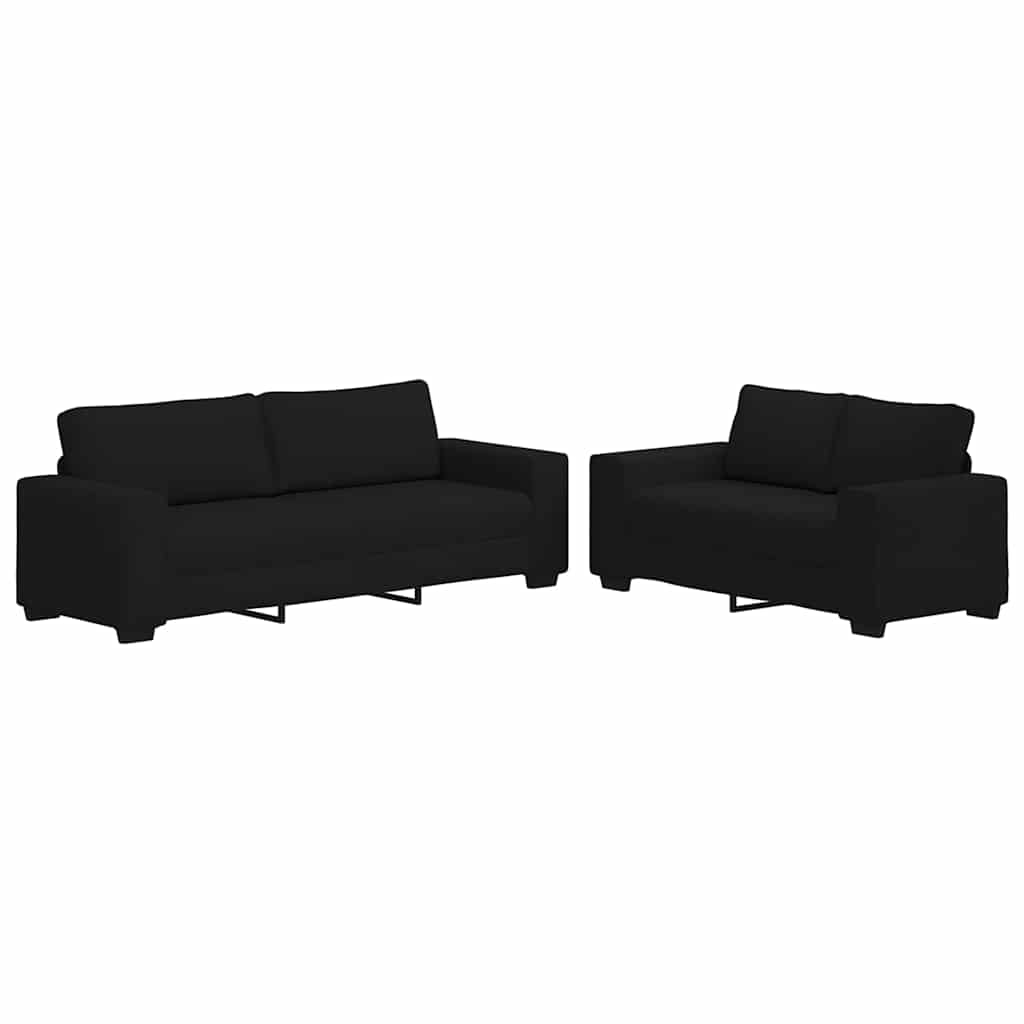Ensemble de canapé 2 pcs avec coussins en tissu noir - XIOS