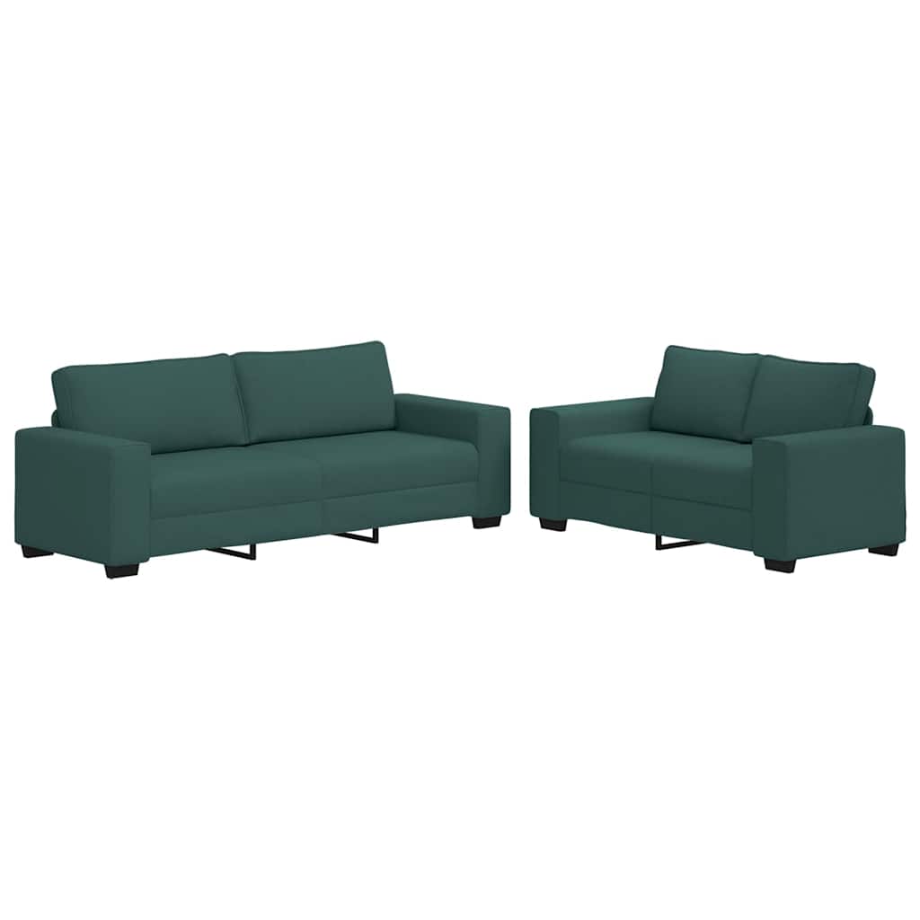 Ensemble de canapé 2 pcs avec coussins en tissu vert foncé - XIOS