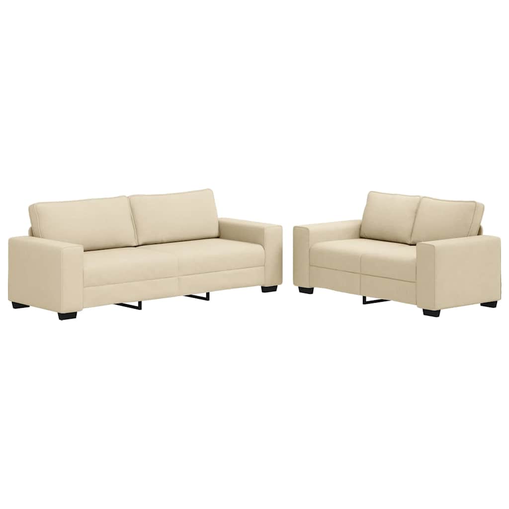 Ensemble de canapé 2 pcs avec coussins en tissu crème - XIOS