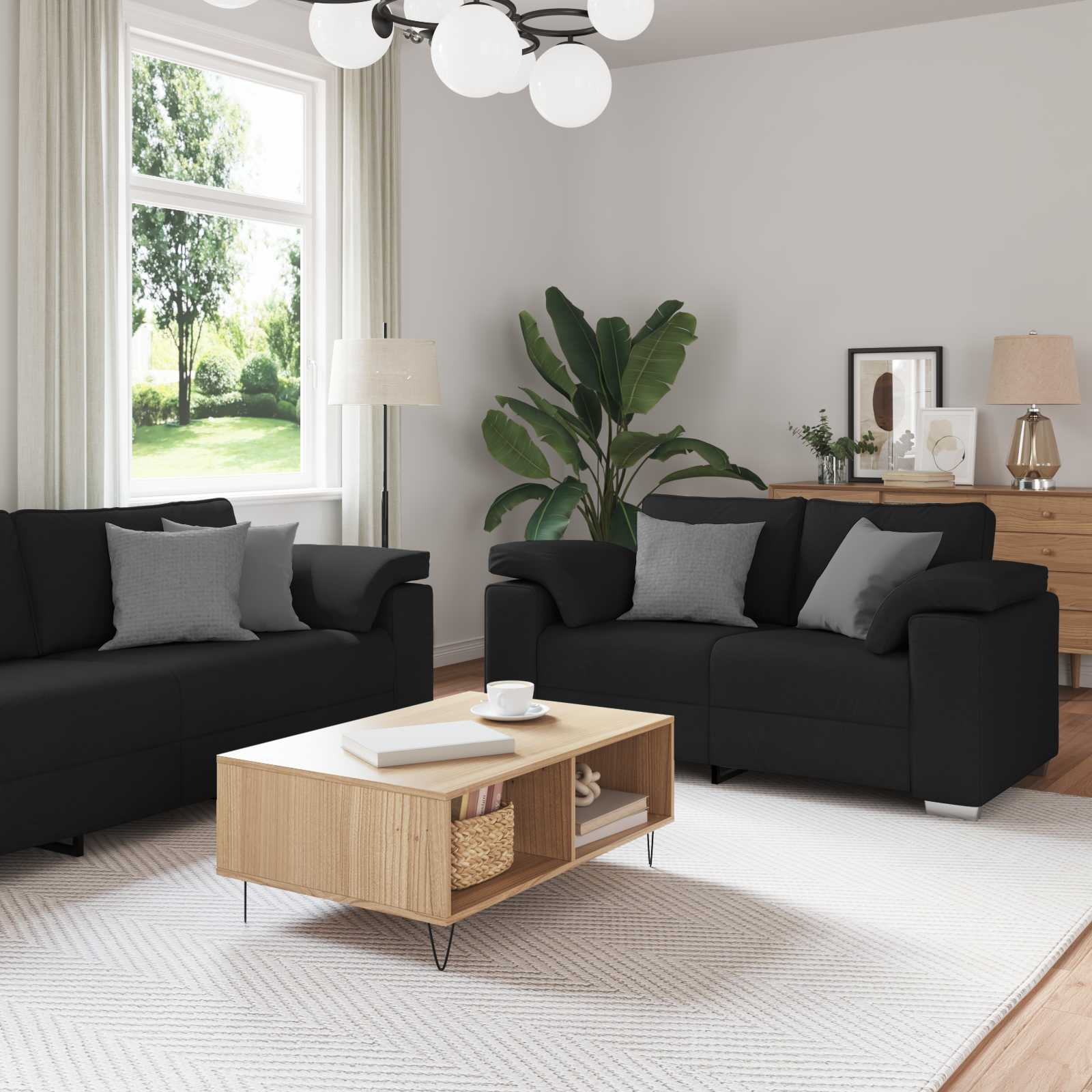 Canapé 2 pcs Noir 219 x 80 x 82 cm tissu - XIOS