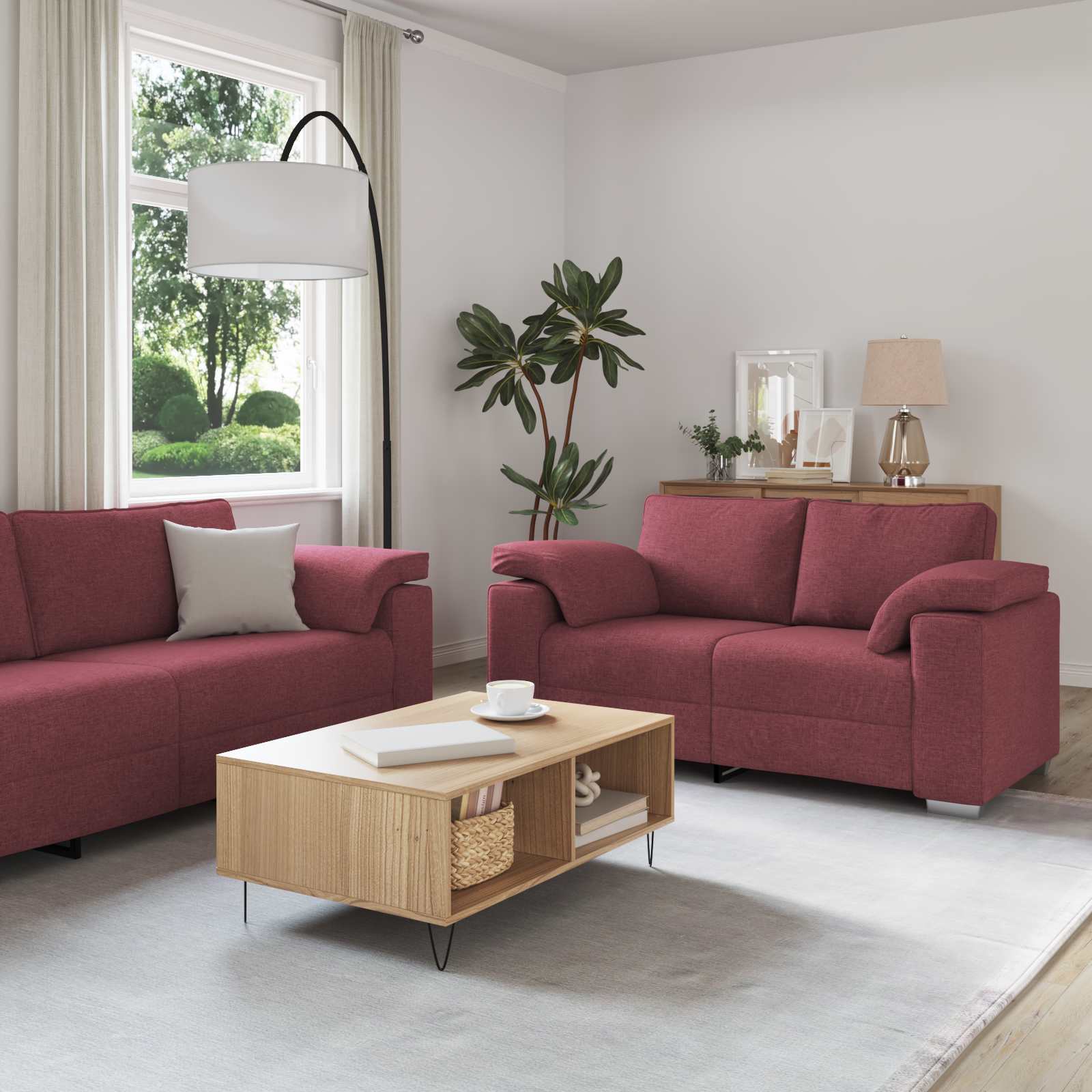 Canapé 2 pcs Bordeaux 219 x 80 x 82 cm tissu - XIOS