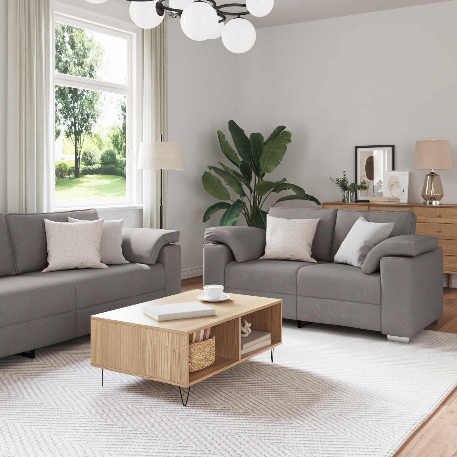 Canapé 2 pcs Taupe 219 x 80 x 82 cm tissu - XIOS