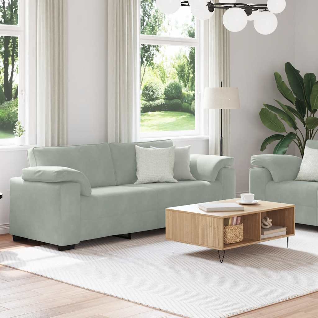 Ensemble canapé 2 pcs avec coussins velours gris clair - XIOS