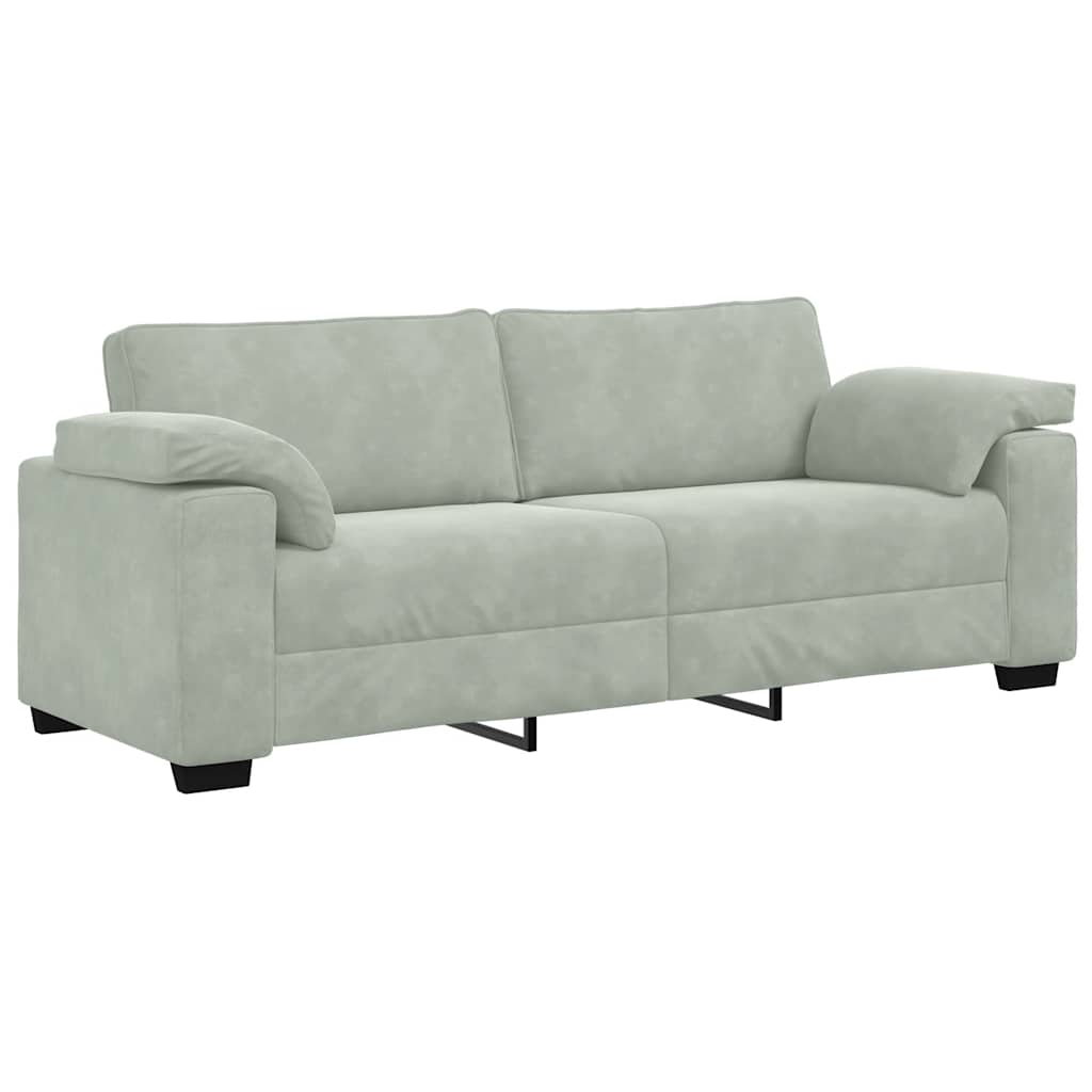 Ensemble canapé 2 pcs avec coussins velours gris clair - XIOS
