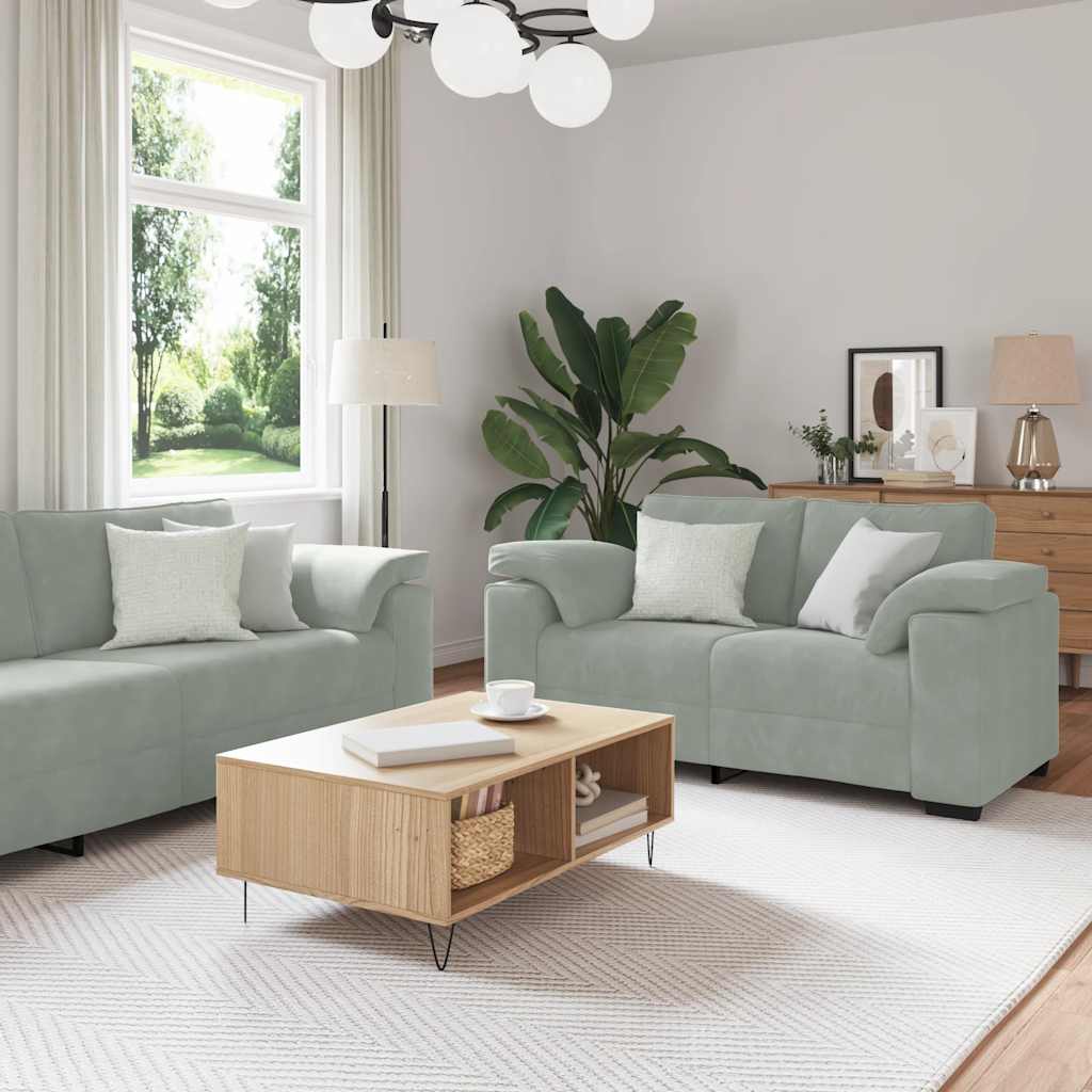 Ensemble canapé 2 pcs avec coussins velours gris clair - XIOS