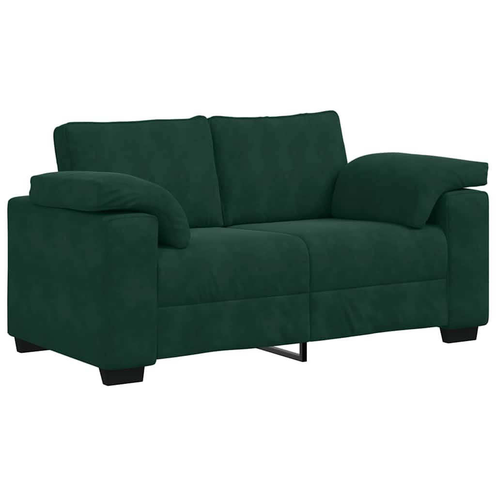 Ensemble canapé 2 pcs avec coussins velours vert foncé