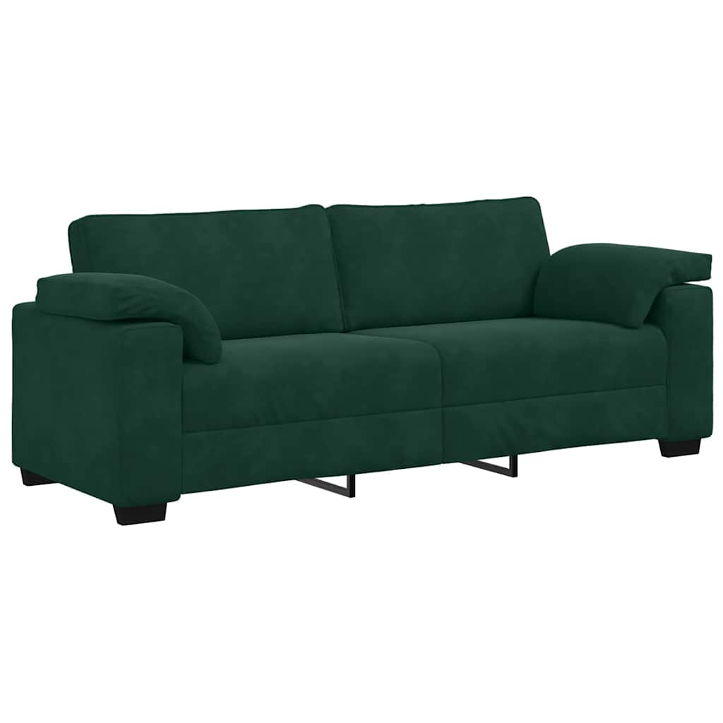 Ensemble canapé 2 pcs avec coussins velours vert foncé - XIOS