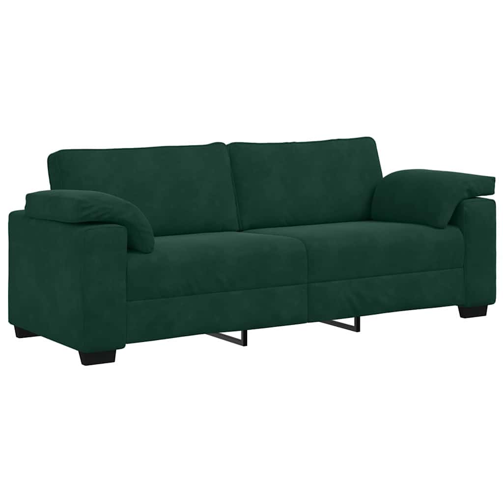 Ensemble canapé 2 pcs avec coussins velours vert foncé