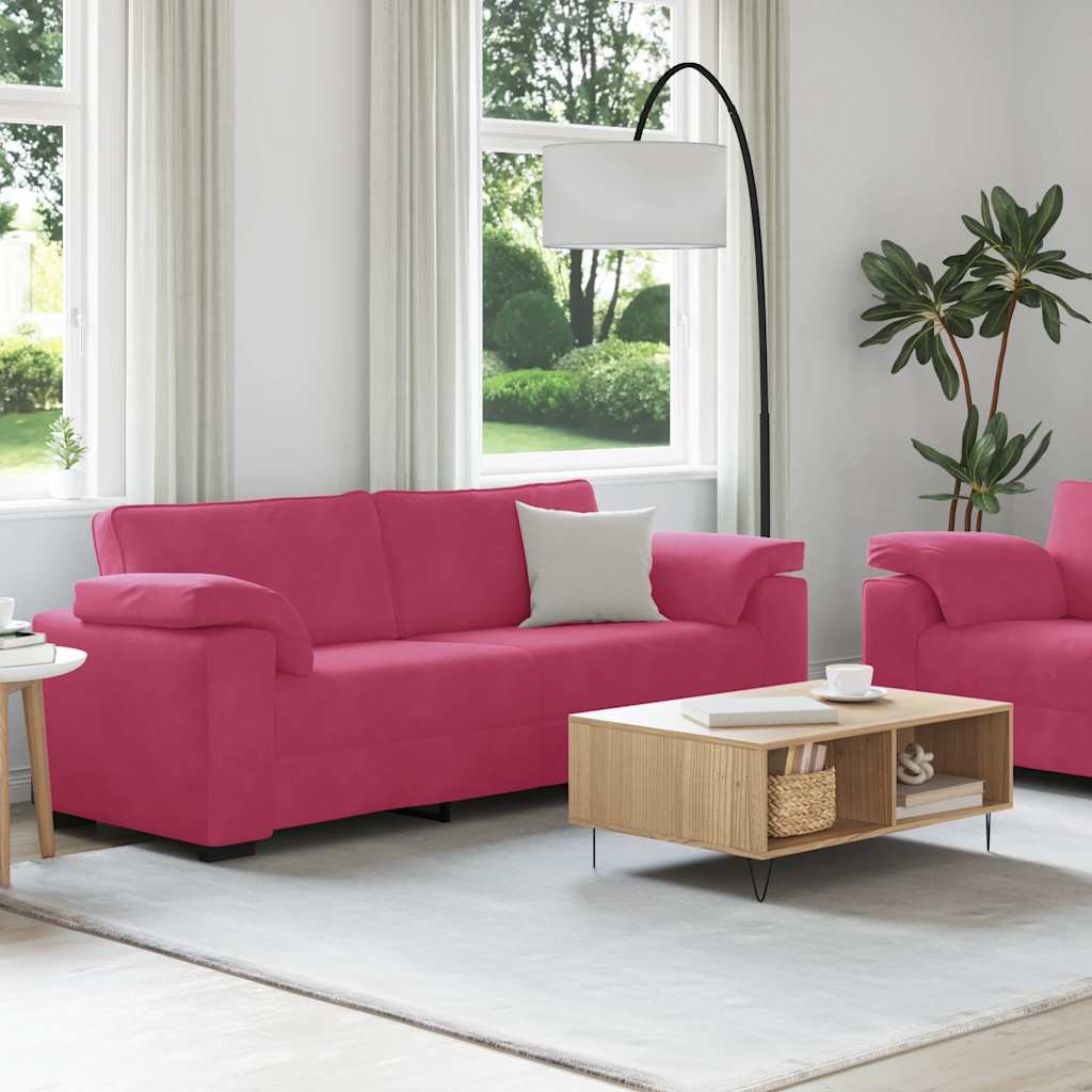 Ensemble de canapé 2 pcs avec coussins velours rouge bordeaux - XIOS