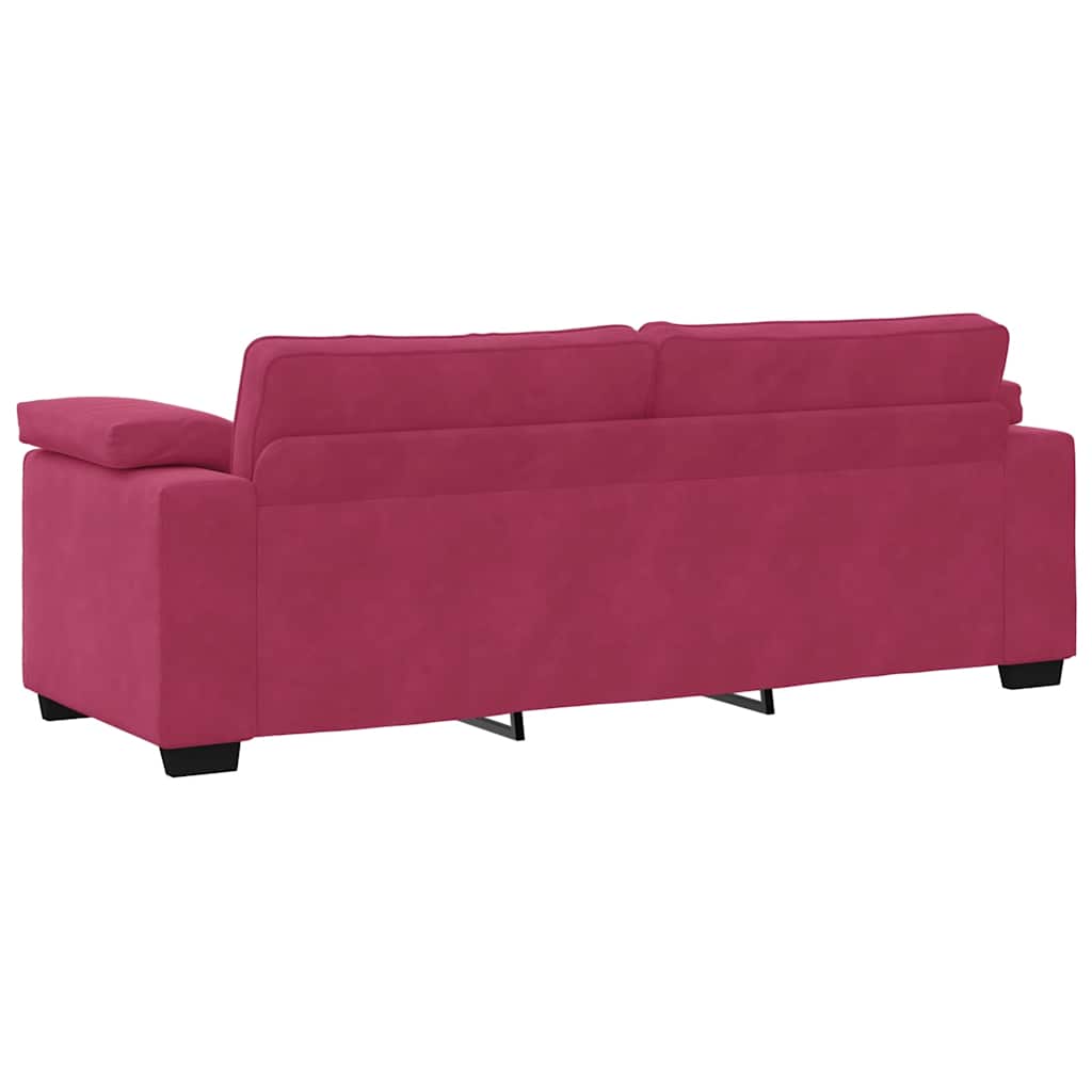Ensemble de canapé 2 pcs avec coussins velours rouge bordeaux - XIOS