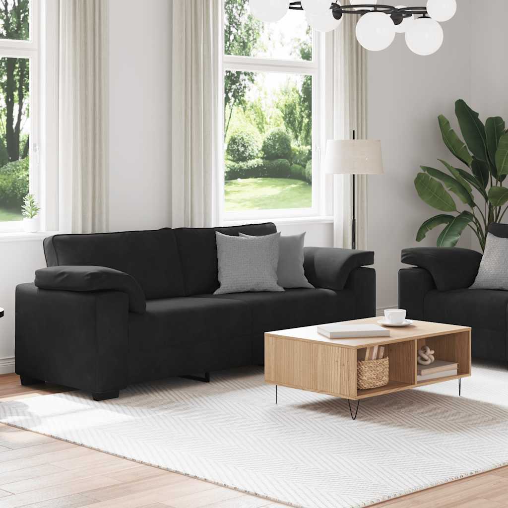 Ensemble canapé 2 pcs avec coussins velours noir - XIOS