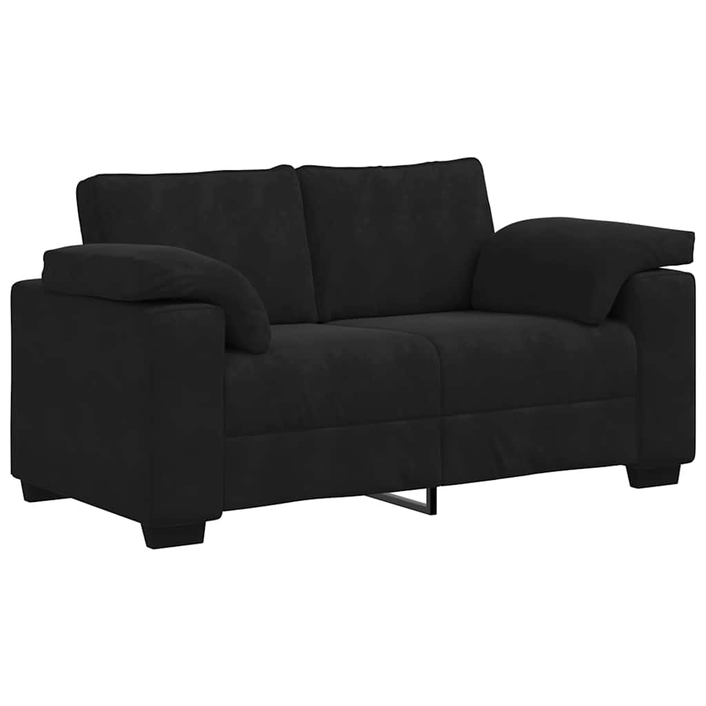 Ensemble canapé 2 pcs avec coussins velours noir - XIOS