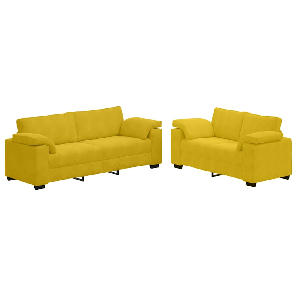 Ensemble canapé 2 pcs avec coussins velours jaune - XIOS