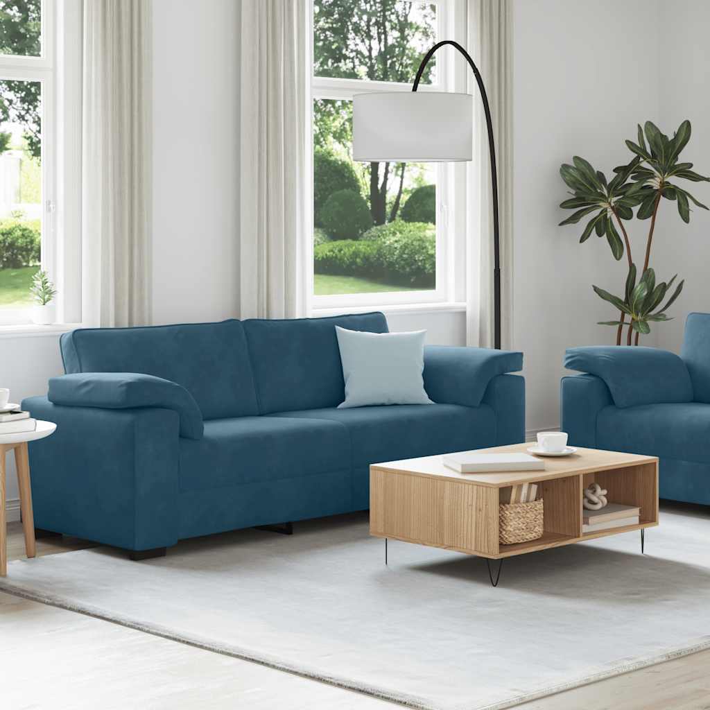 Ensemble canapé 2 pcs avec coussins velours bleu - XIOS
