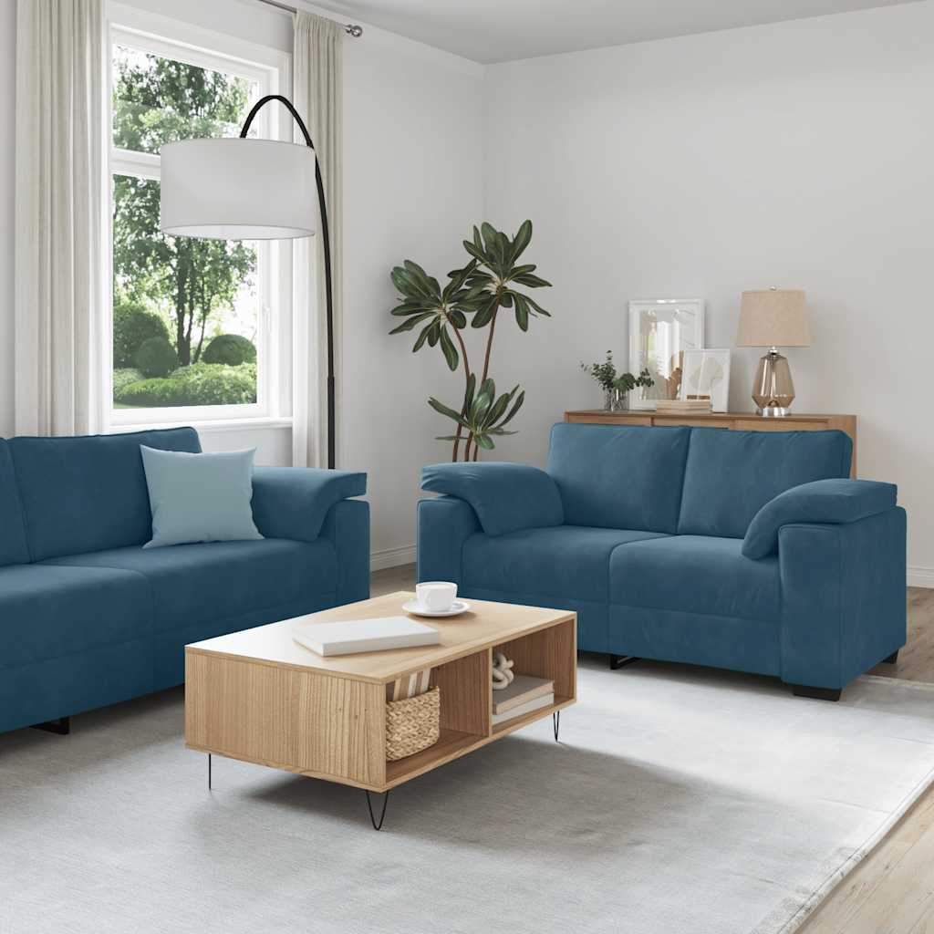 Ensemble canapé 2 pcs avec coussins velours bleu - XIOS