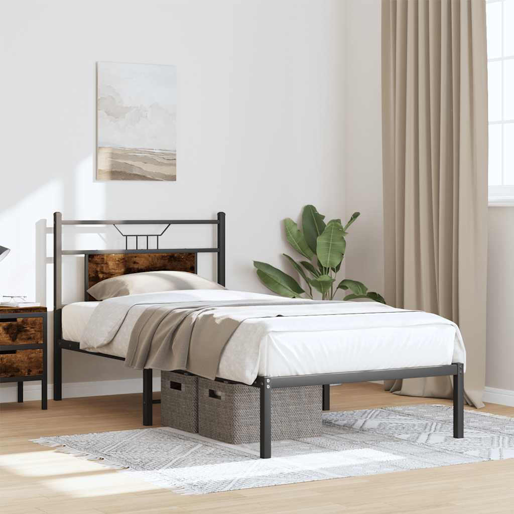 Cadre de lit sans matelas chêne fumé 75x190cm bois d'ingénierie - XIOS