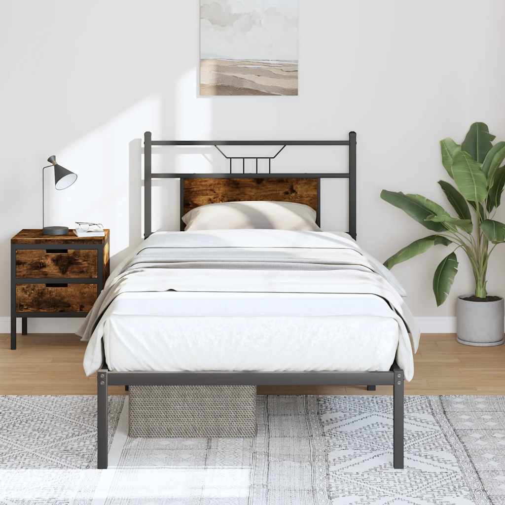Cadre de lit sans matelas chêne fumé 80x200cm bois d'ingénierie - XIOS