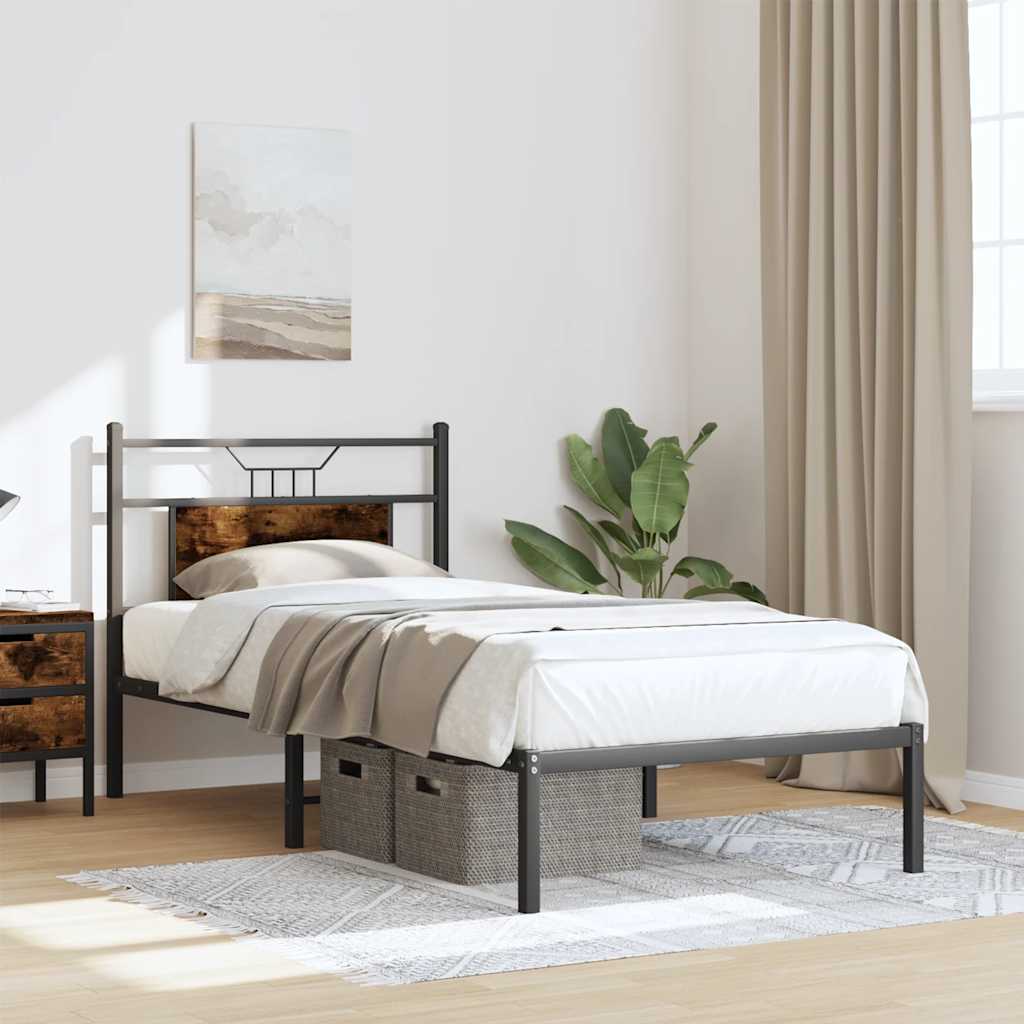 Cadre de lit sans matelas chêne fumé 90x190cm bois d'ingénierie - XIOS