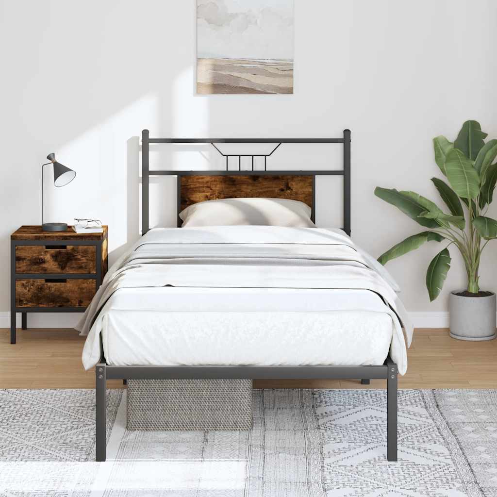 Cadre de lit sans matelas chêne fumé 90x190cm bois d'ingénierie - XIOS