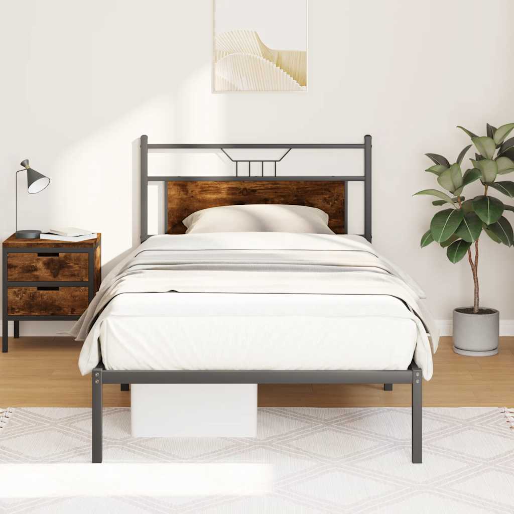 Cadre de lit sans matelas chêne fumé 100x190 cm bois ingénierie - XIOS
