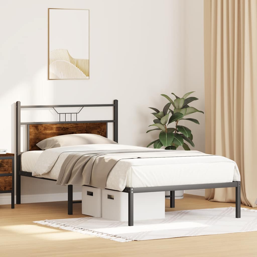 Cadre de lit sans matelas chêne fumé 100x200 cm bois ingénierie - XIOS
