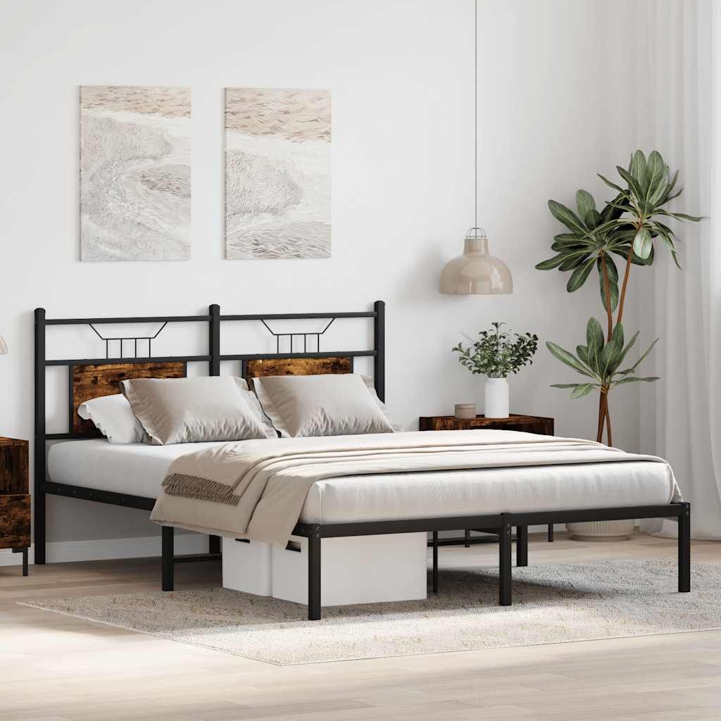 Cadre de lit sans matelas chêne fumé 137x190 cm bois ingénierie - XIOS