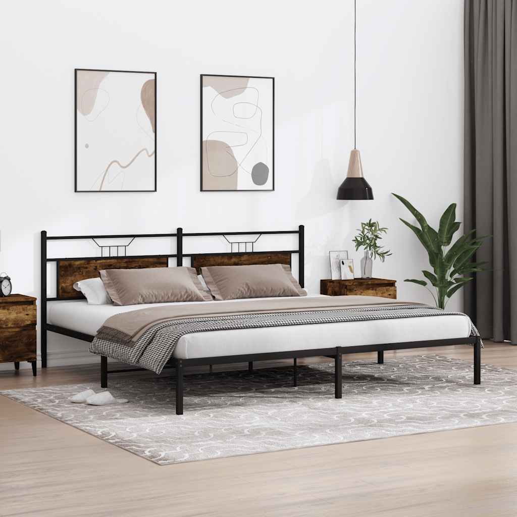 Cadre de lit sans matelas chêne fumé 193x201 cm bois ingénierie - XIOS