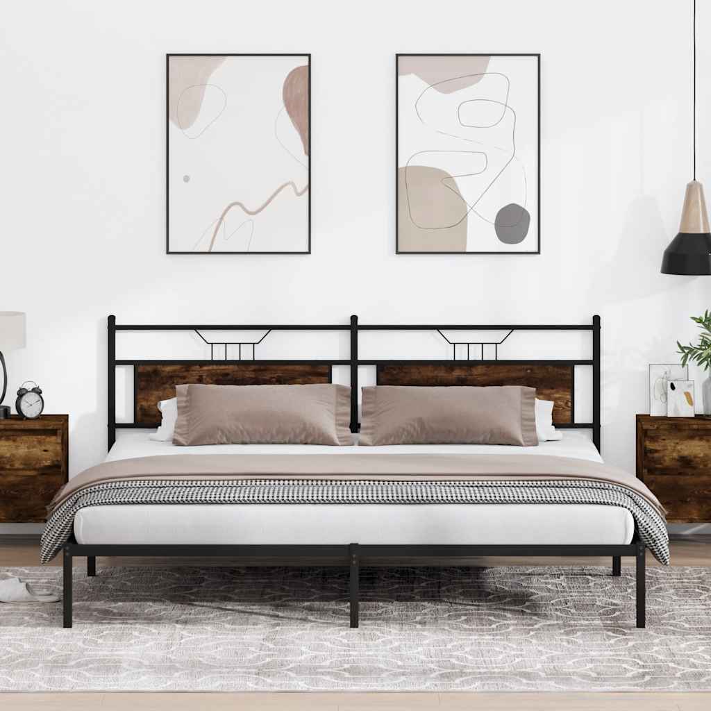 Cadre de lit sans matelas chêne fumé 193x201 cm bois ingénierie - XIOS