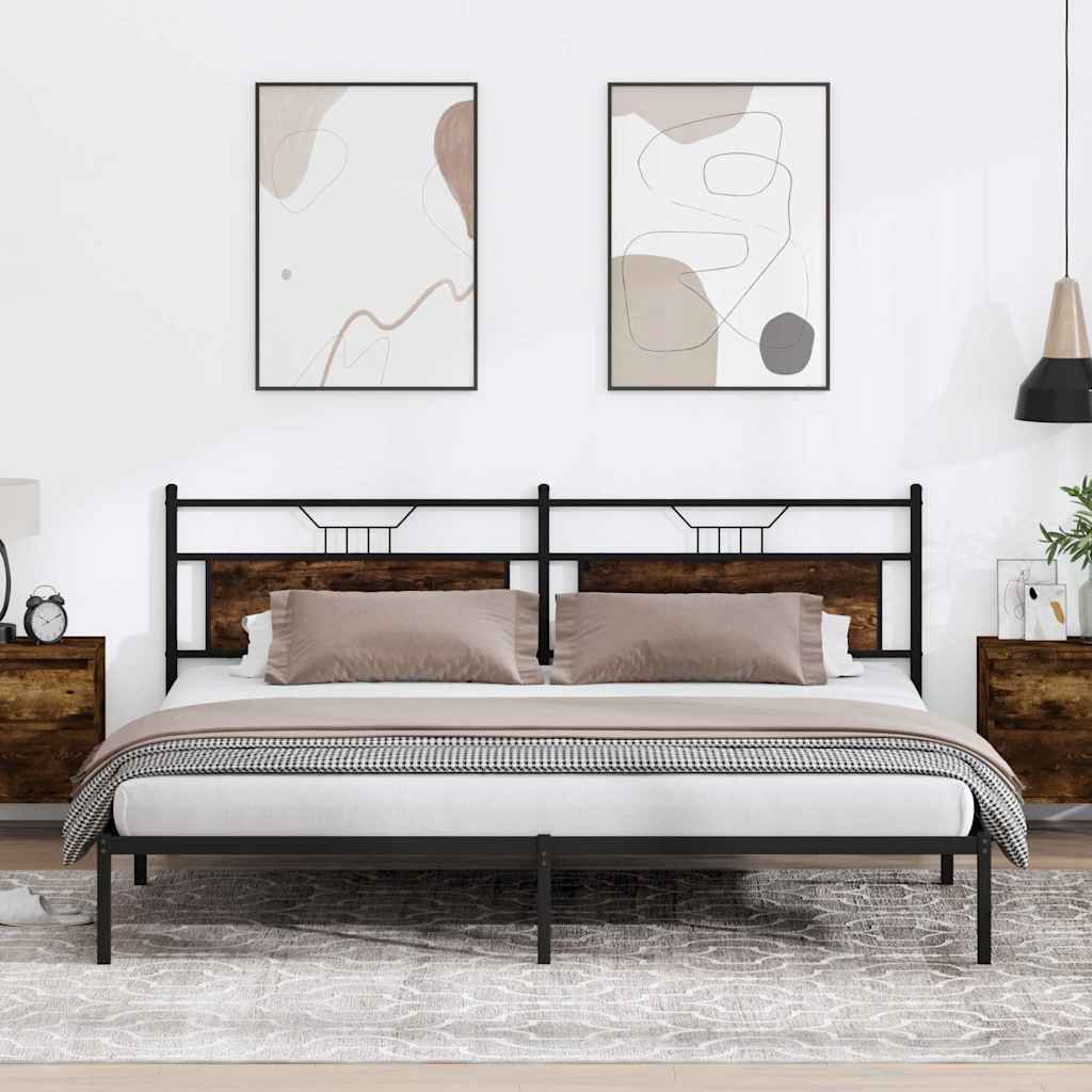 Cadre de lit sans matelas chêne fumé 200x200 cm bois ingénierie - XIOS