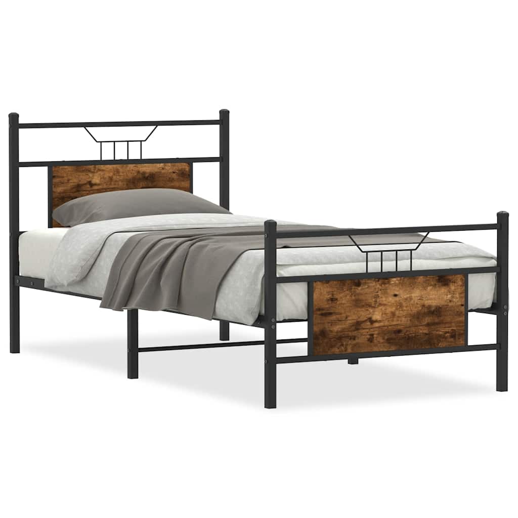 Cadre de lit sans matelas chêne fumé 90x190cm bois d'ingénierie - XIOS
