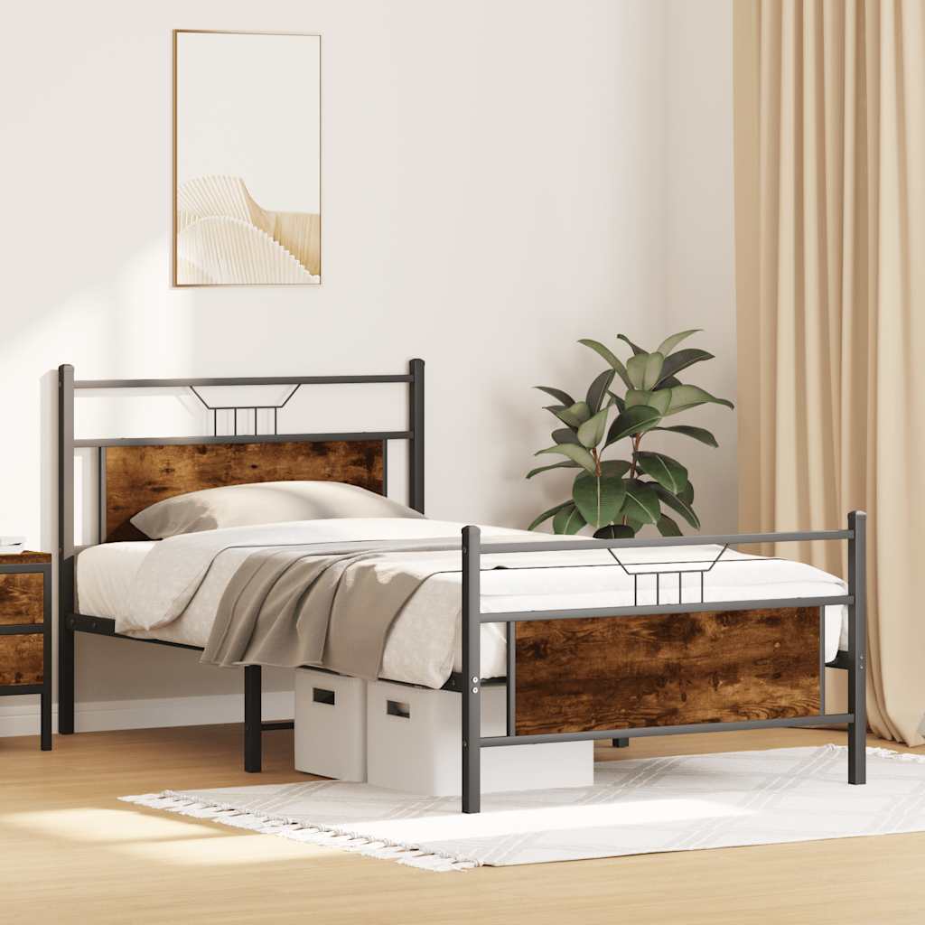 Cadre de lit sans matelas chêne fumé 100x190 cm bois ingénierie - XIOS