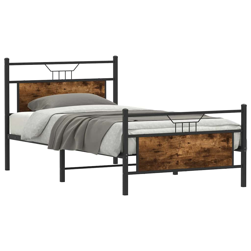 Cadre de lit sans matelas chêne fumé 100x200 cm bois ingénierie - XIOS