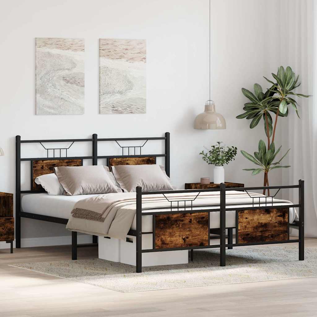 Cadre de lit sans matelas chêne fumé 140x200 cm bois ingénierie - XIOS