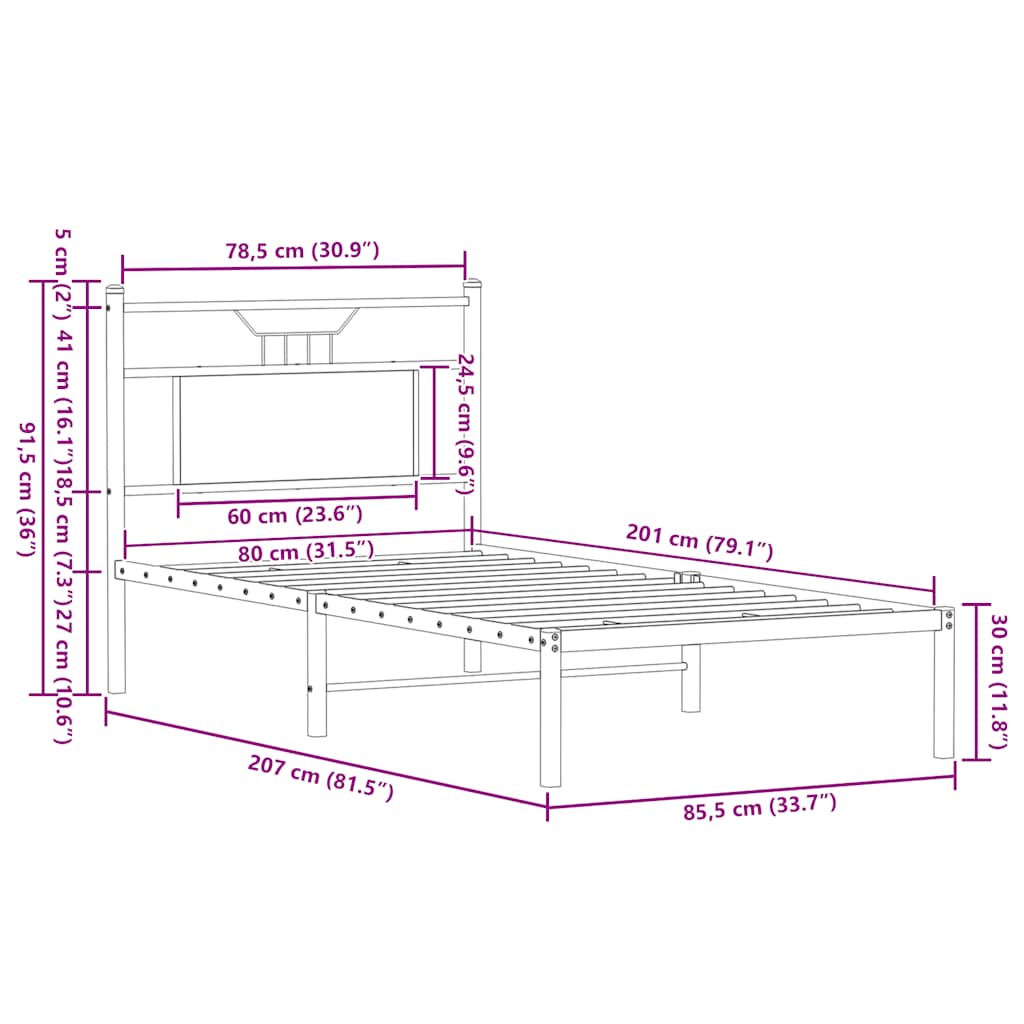 Cadre de lit sans matelas chêne sonoma 80x200 cm - XIOS