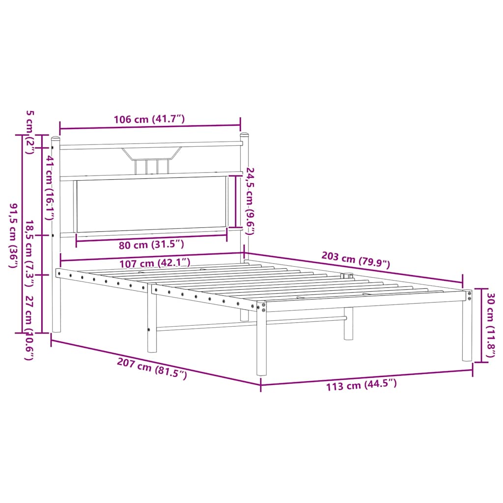 Cadre de lit sans matelas chêne sonoma 107x203 cm - XIOS