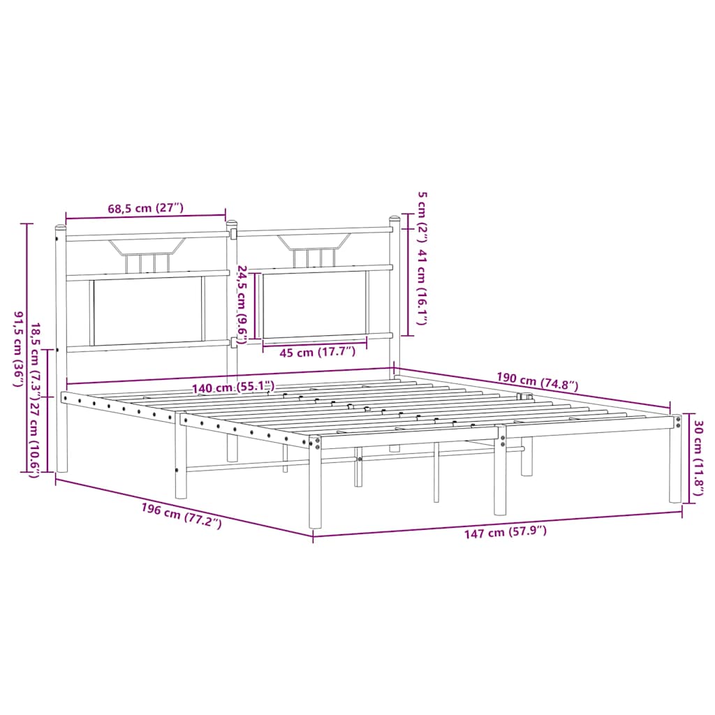 Cadre de lit sans matelas chêne sonoma 140x190 cm - XIOS