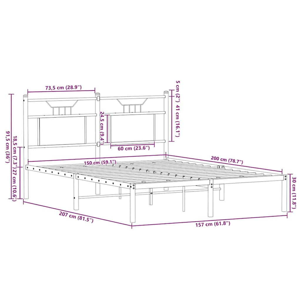 Cadre de lit sans matelas chêne sonoma 150x200 cm - XIOS