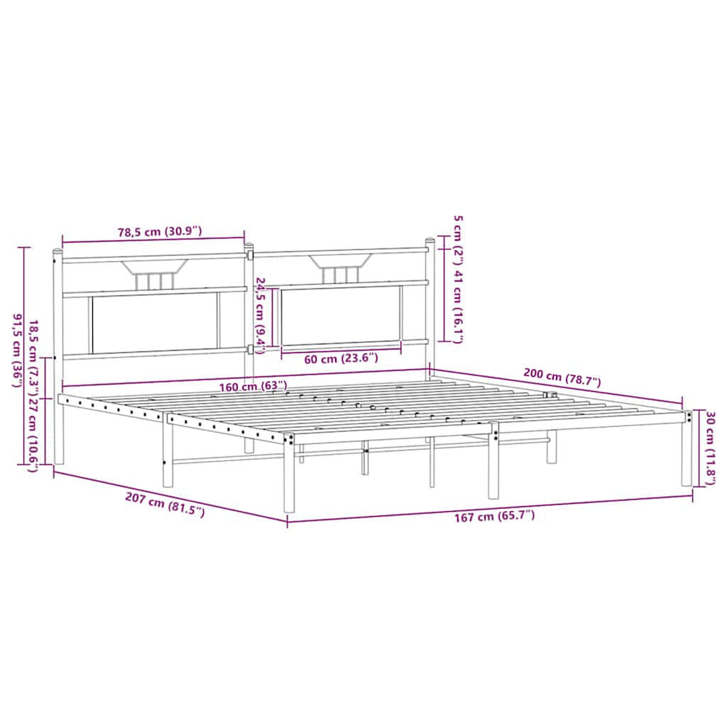 Cadre de lit sans matelas chêne sonoma 160x200 cm - XIOS