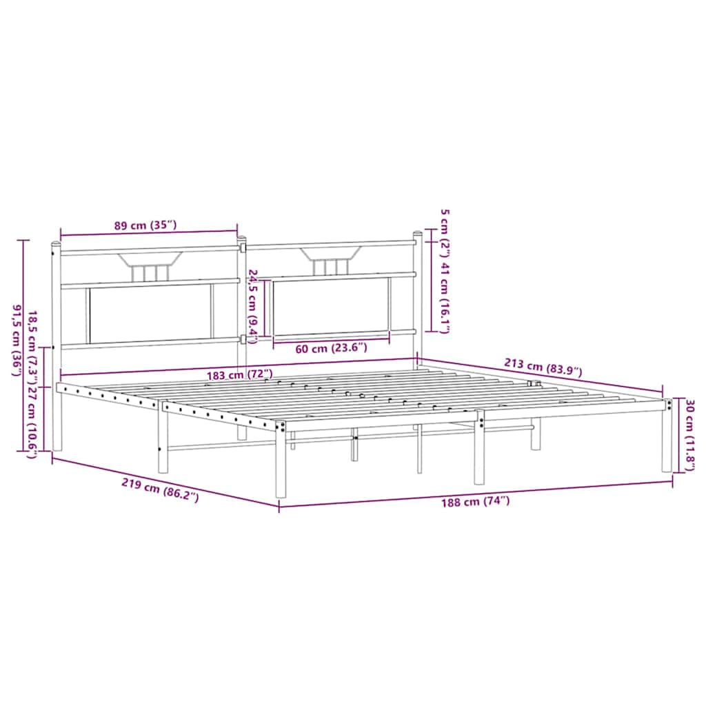 Cadre de lit sans matelas chêne sonoma 183x213 cm - XIOS