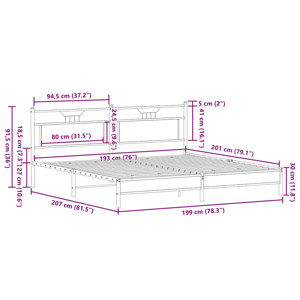 Cadre de lit sans matelas chêne sonoma 193x201 cm - XIOS