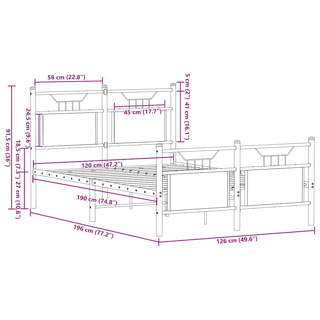 Cadre de lit sans matelas chêne sonoma 120x190 cm - XIOS