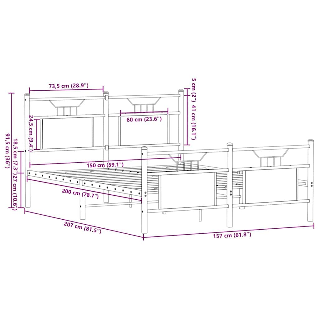 Cadre de lit sans matelas chêne sonoma 150x200 cm - XIOS