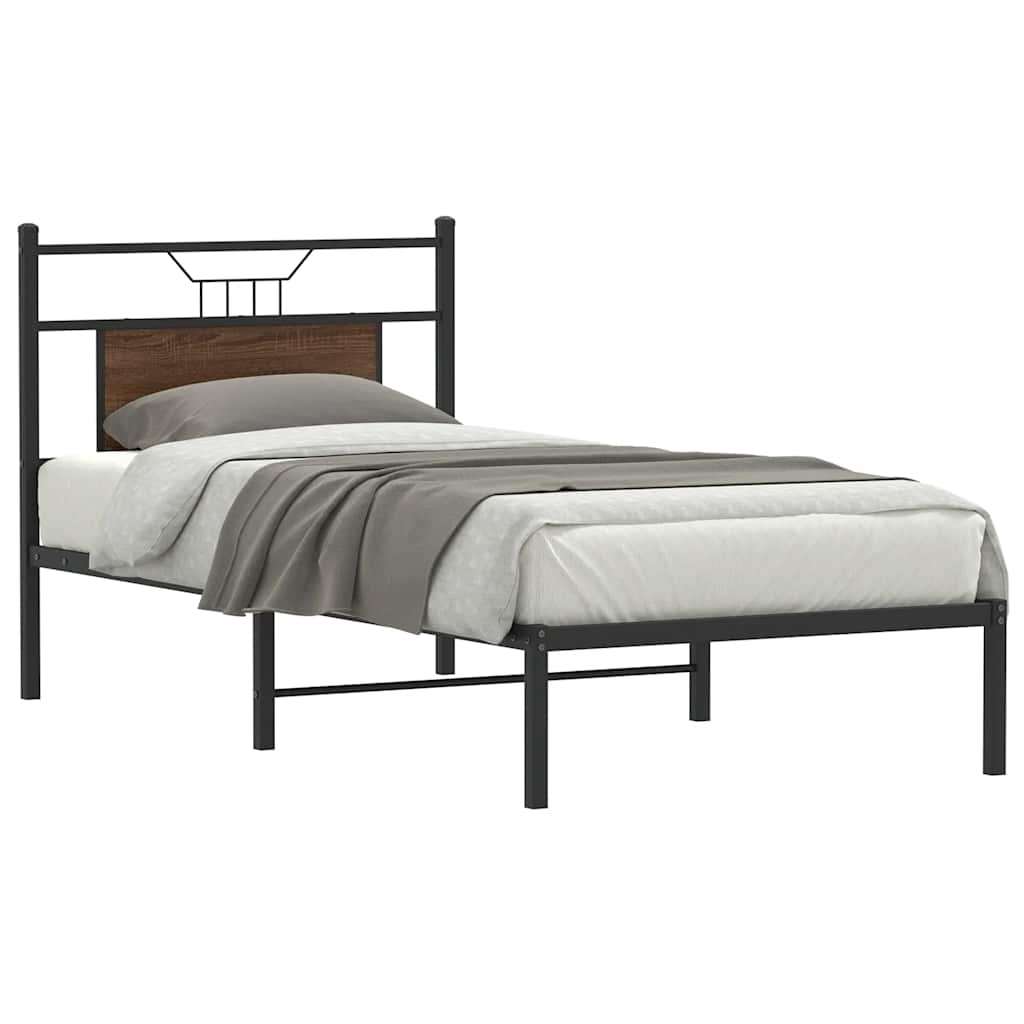 Cadre de lit sans matelas chêne marron 75x190cm bois ingénierie - XIOS